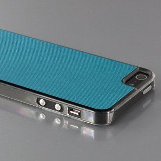 ZuGadgets Blue Stripe iPhone 5 5G Plastic +PU Leather Protective Skin Hard Case Cover Shell (7999 21): Cell Phones & Accessories