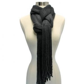 Luxury Divas Black Ultra Soft Thick Knit Long Boho Style Fringed Scarf at  Womens Clothing store