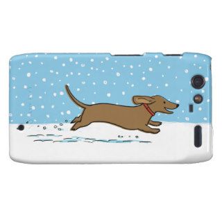 Happy Winter Snow Dachshund   Cute Wiener Dog Droid RAZR Cover