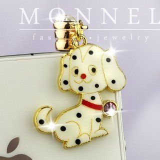 ip410 Cute Black Dots White Puppy Dog Anti Dust Plug Cover Charm for iPhone 3.5mm Cell Phone: Cell Phones & Accessories