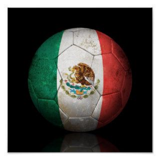 Worn Mexican Flag Football Soccer Ball Print