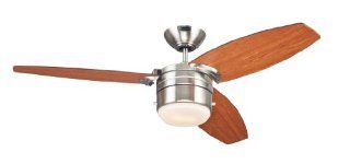 Westinghouse 7247400 Lavada One Light Reversible Three Blade Indoor Ceiling Fan, 48 Inch, Brushed Nickel Finish with Opal Frosted Glass    
