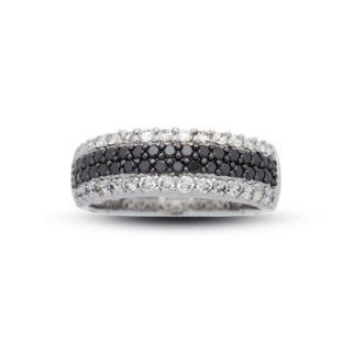 CT. T.W. Enhanced Black and White Diamond Band in 14K White Gold