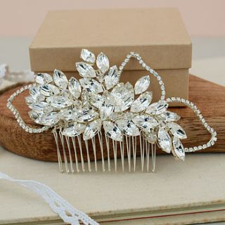 mary crystal diamante leaf bridal hair comb by jewellery made by me