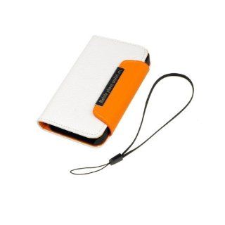 White orange Wallet Flip Faux Leather Case Cover for Apple Iphone 4 /4S: Cell Phones & Accessories