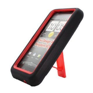 Aimo Wireless HTCKINGDOMPCMX003S Guerilla Armor Hybrid Case with Kickstand for HTC EVO Design 4G/Hero S   Retail Packaging   Black/Red Cell Phones & Accessories