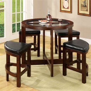 Shop Crystal Cove Dark Walnut Wood 5 Pieces Glass Top Dining Table Set by Furniture of America at the  Furniture Store. Find the latest styles with the lowest prices from Furniture of America
