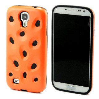 Hybrid Combination Watermelon Design 2 in1 Silicone Plastic Cover Case for Samsung Galaxy S4 S IV i9500 Orange + 1 Gift: Cell Phones & Accessories