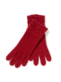 Cable Knit Cuff Cashmere Gloves by Portolano