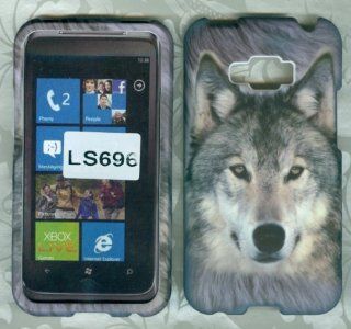 Lg Optimus Elite Ls696 Grey Wild Wolf Snap on Hard Case Shell Cover Protector Faceplate Rubberized Wireless Cell Phone Accessory Cell Phones & Accessories