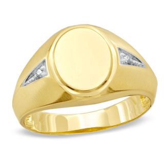 Mens Diamond Accent Oval Signet Ring in 10K Gold   Zales