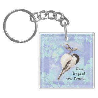 Never let Go of Your Dreams Quote Cute Bird Square Acrylic Key Chain