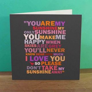 'you are my sunshine' card by hello monkey
