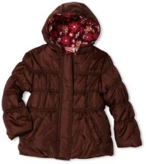 Pink Platinum Girls 2 6x Floral Puffer Jacket, Brown, 4: Down Alternative Outerwear Coats: Clothing