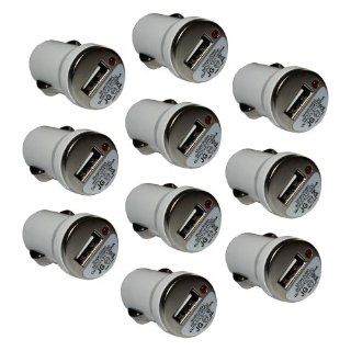 10 x Mini Bullet USB Rapid Fast Travel Battery Car Charger Adapter for iPhone 5 5G 5S iPad 2 the New iPad 3 iPad 4 (White): Cell Phones & Accessories