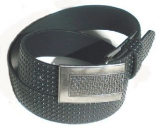 BeltsandStuds Man Women Black Studded snap on belt with Dress buckle L 36 Black at  Mens Clothing store