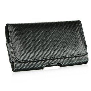 VMG For Nokia Lumia 520 521 Cell Phone Leather Holster Belt Clip Case Cover   Black Carbon Fiber Design: Cell Phones & Accessories