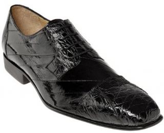Belvedere "Francesco" Genuine Crocodile/Eel Shoes (9, Black): Shoes