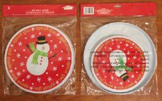 Christmas House Set of 4 Burner Covers ~ Snowman with Holly Jolly Border   Cooktop Accessories