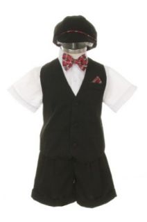 Dress Shorts Suit Tuxedo Vest Outfit Set Infant Baby Boys & Toddler, Red Bowtie: Infant And Toddler Suits: Clothing