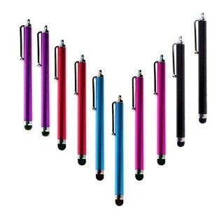 Importer520 10 Pcs Stylus Set Aqua Blue/Black/Red/Pink/Purple Stylus/styli Touch Screen Cellphone Tablet Pen: Cell Phones & Accessories