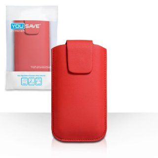 Nokia Lumia 525 Case Red Lichee Leather Pouch Cover: Cell Phones & Accessories