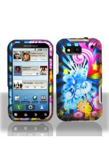 Motorola MB525 DEFY Graphic Rubberized Shield Hard Case   Neon Floral: Cell Phones & Accessories