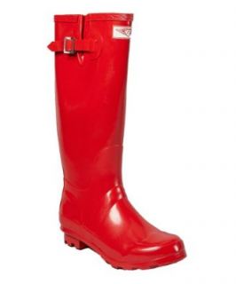 Women's Rain Boots, Rubber   Mid Calf   Lined, Hunting Style (Red): Shoes
