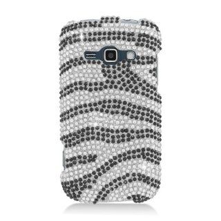 Eagle Cell Full Diamond Protector Case for Samsung Galaxy Ring/M840   Retail Packaging   Black and Silver Zebra Cell Phones & Accessories