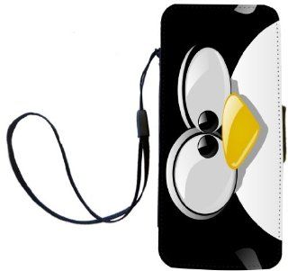 Rikki KnightTM Penguin Cartoon Face PU Leather Wallet Type Flip Case with Magnetic Flap and Wristlet for Apple iPhone 5 &5s: Cell Phones & Accessories