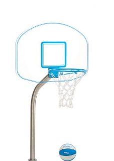 Clear Hoop Jr. Deck Mounbted Swimming Pool Basketball Game w/ Brass Anchor: Sports & Outdoors