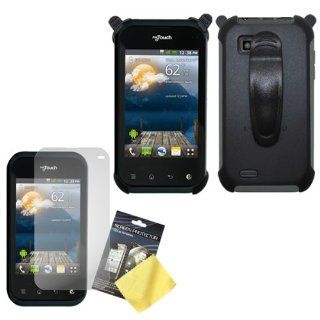 Cbus Wireless Holster Case w/ Ratcheting Belt Clip & LCD Screen Guard / Protector for LG T Mobile myTouch Q / C800: Cell Phones & Accessories