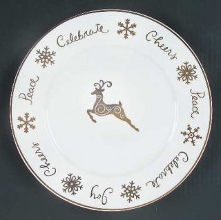 Gibson Designs Celebration Dinner Plate, Fine China Dinnerware   Gold Snowflakes