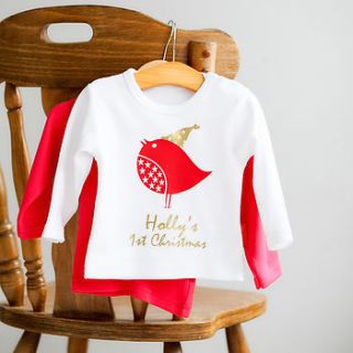 personalised 'robin' 1st christmas t shirt by jack spratt baby