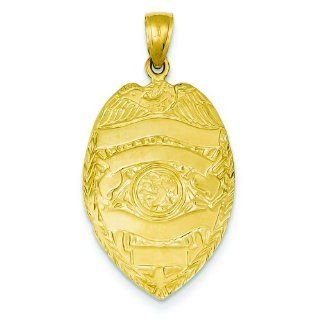 14K Yellow Gold Police Badge Charm Cop Pendant Jewelry!: Clasp Style Charms: Jewelry
