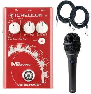 TC Helicon Mic Mechanic Vocal Effects Pedal w/TC Helicon MP 75 Microhpone and 2 FREE (20') XLR Cables: Musical Instruments