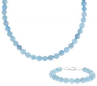 190.00 ct Milky Aquamarine Bead Sterling 18 Necklace —