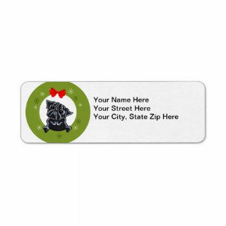 Black Pug Christmas Custom Return Address Label