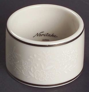 Noritake Affection Napkin Ring, Fine China Dinnerware   White On White Floral/Ri