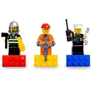 LEGO City Hero Magnet Fireman, Contruction Worker, Police Man: Toys & Games