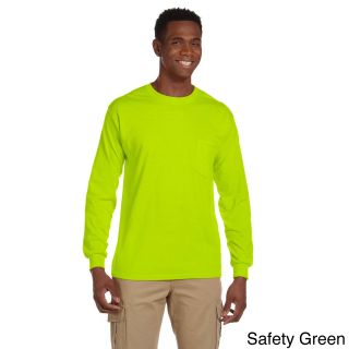 Gildan Gildan Mens Ultra Cotton Long Sleeve Pocket T shirt Green Size XXL