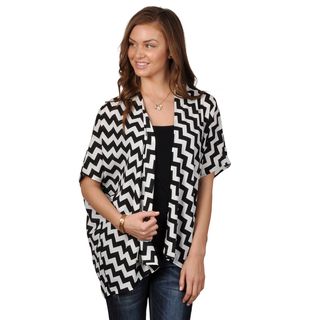 Journee Collection Journee Collection Womens Chevron Print Open Front Cardigan Black Size S (4 : 6)