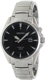 Seiko Men's Kinetic SKA565 Silver Stainless Steel Seiko Kinetic Watch with Black Dial: Seiko: Watches