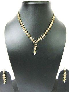 Prom Jewelry Rhinestone & Faux Pearl Drop Victorian Necklace Earring Set: Chain Necklaces: Jewelry