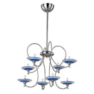 ET2 E22101 Contemporary / Modern Eight Light Up Lighting Chandelier from the Serenity Colle, Polished Chrome   Ceiling Pendant Fixtures  