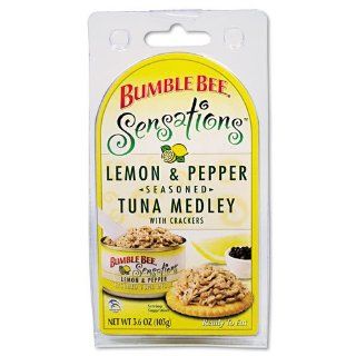Bumble Bee Sensations Lemon & Pepper Seasoned Tuna Medley with Crackers 3.6 oz (Pack of 12) : Packaged Tuna Fish : Grocery & Gourmet Food