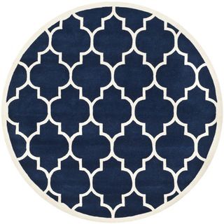 Safavieh Handmade Moroccan Chatham Dark Blue Geometric Wool Rug (7 Round)