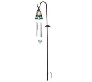 Set of Two Tiffany Style Solar Stained Glass Wind Chimes —