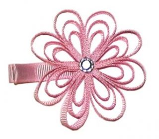 A Girl Company Pink Ribbon Flower Hair Clip: Clothing