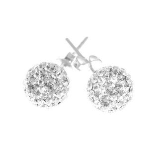 Beautiful luminous 8mm 0.3 inch Crystal Ball Stud Earrings. Made with Swarovski crystals and Solid Sterling Silver 925. (BIRTHSTONE FOR APRIL). For other birthstones please type Decorum Jewellery into the search bar.: Jewelry